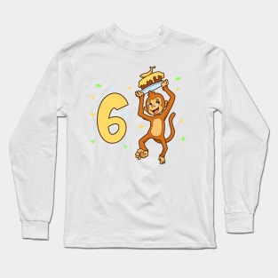 I am 6 with ape - kids birthday 6 years old Long Sleeve T-Shirt